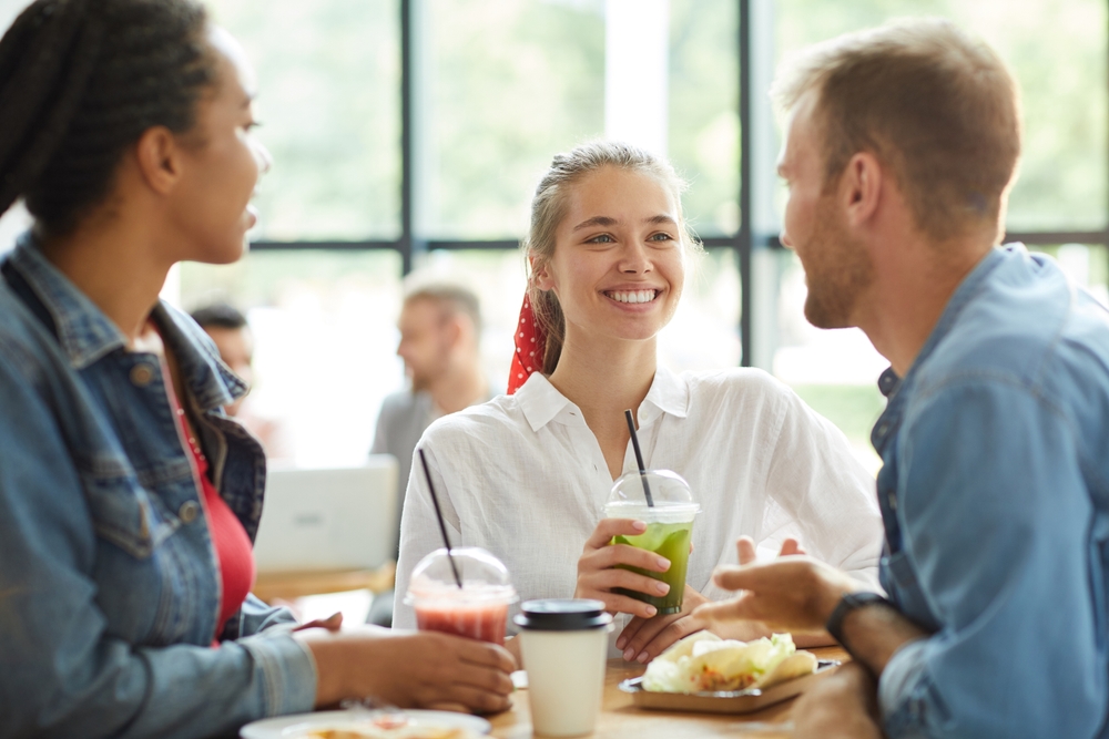 Group,Of,Positive,Carefree,Young,Multi ethnic,Friends,In,Casual,Outfits