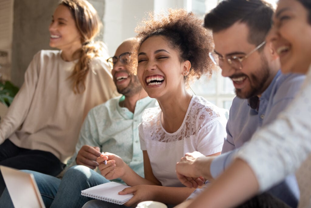 diverse group talking