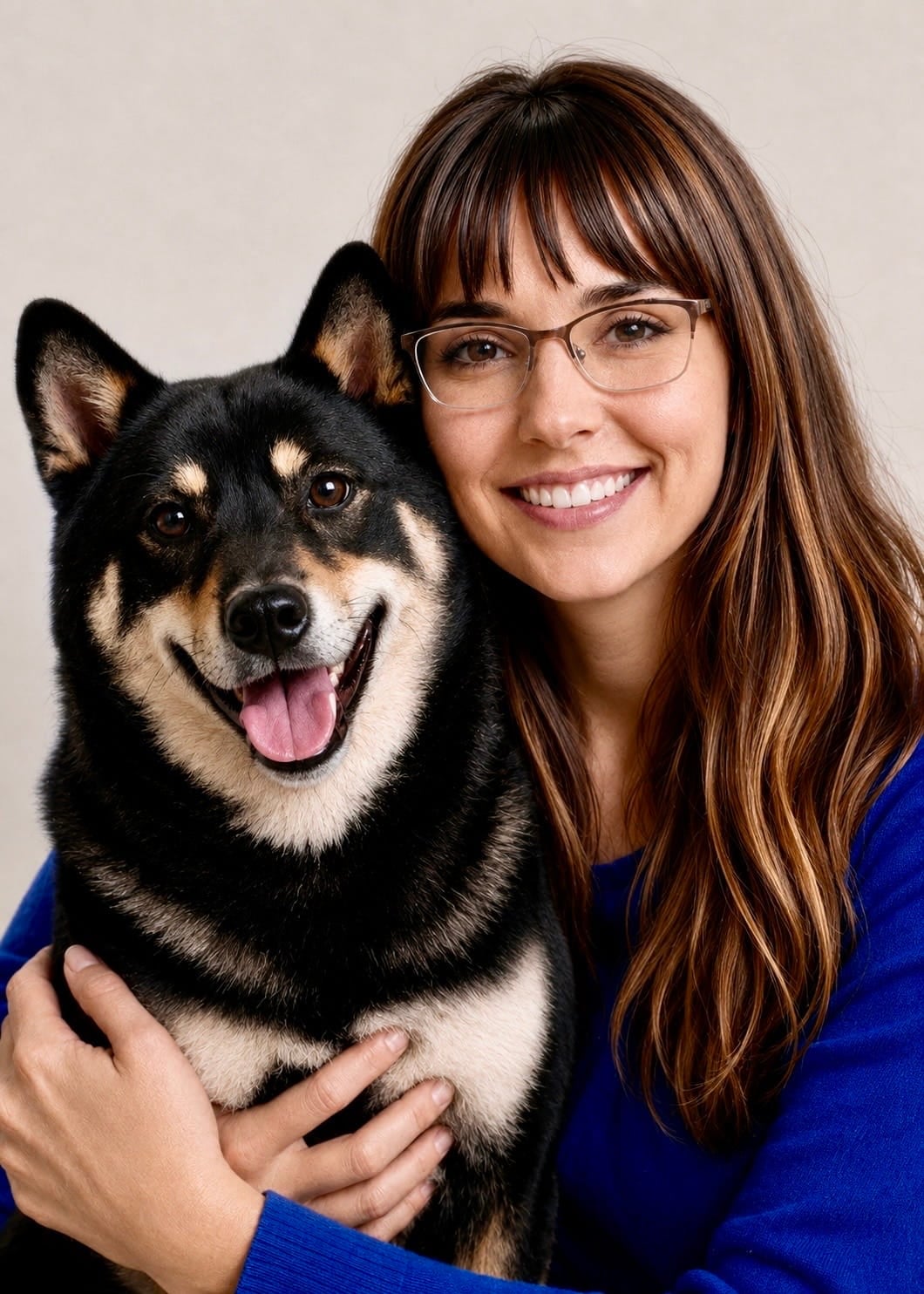 Hillary posing with her dog