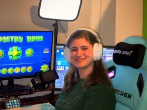 Juniper at her gaming station