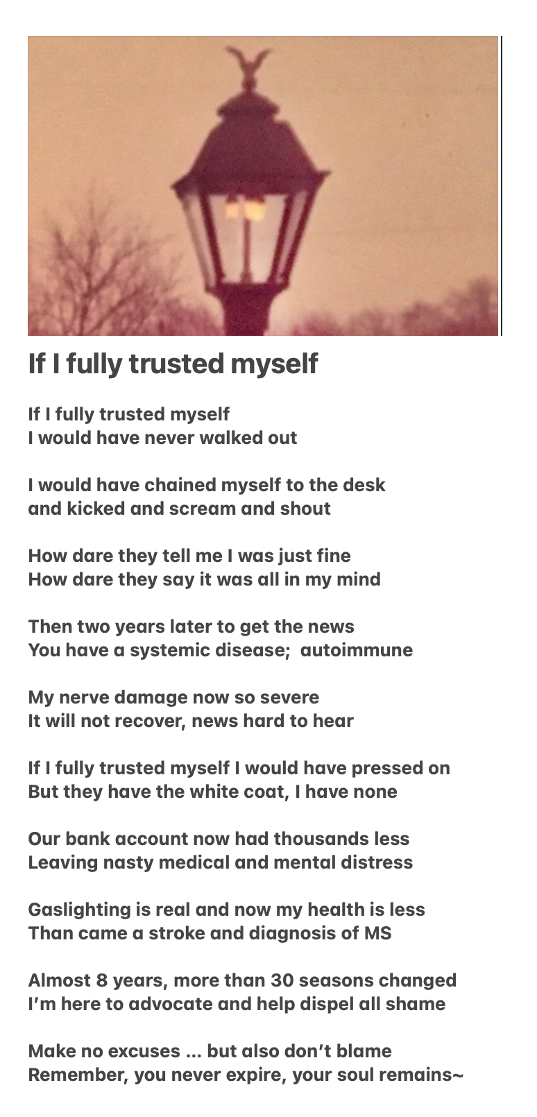 If I fully trusted myself poem about Gaslighting